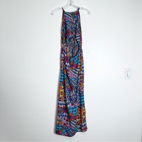 If She Loves Dress Women Small Maxi 70s Floral Cut Out Poppy Reversible  B29 - Picture 3 of 12